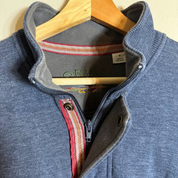 Orvis 1/4 Zip Fleece Pullover Sweatshirt Men's Medium Blue Outdoor Activewear - Picture 6 of 12
